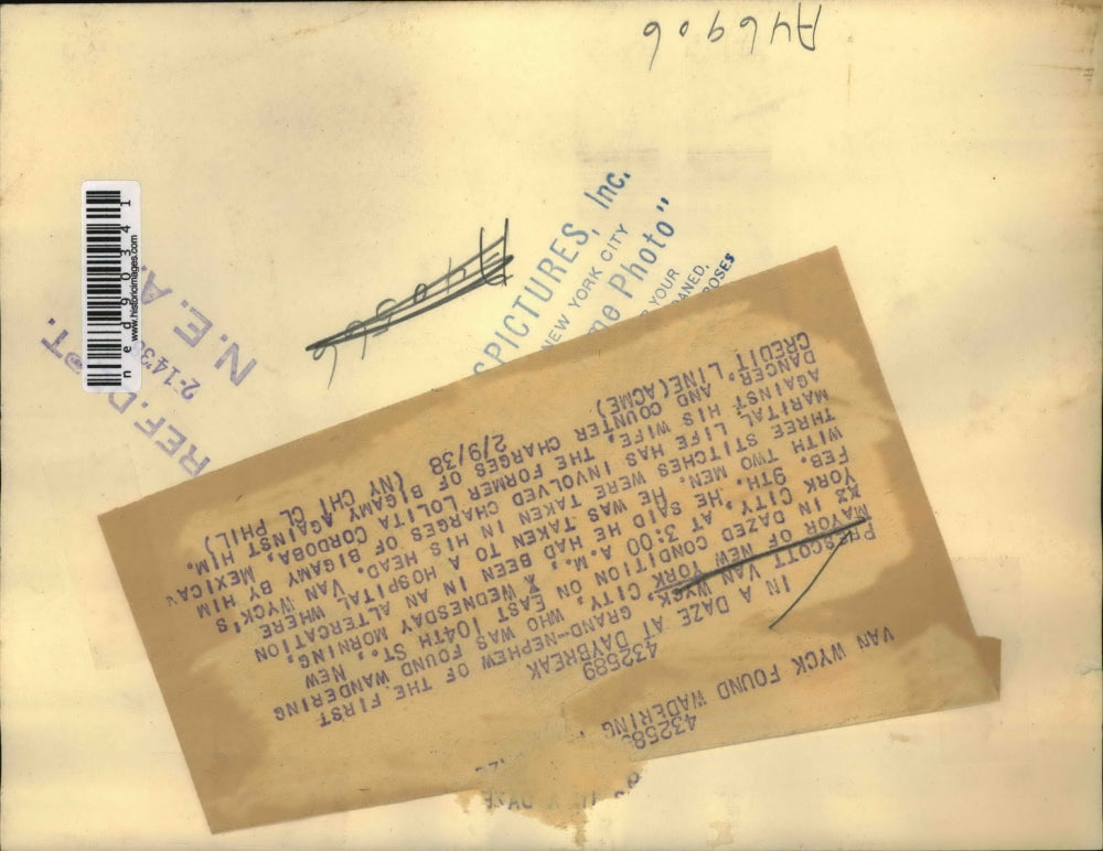 1938 Press Photo Prescott Van Wyck Grand Nephew of the 1st mayor of New York.