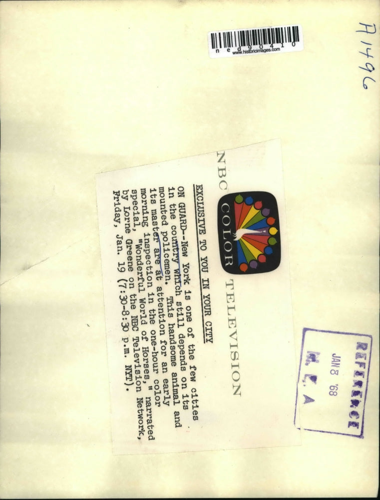 1968 Press Photo A policemen and his mount in New York