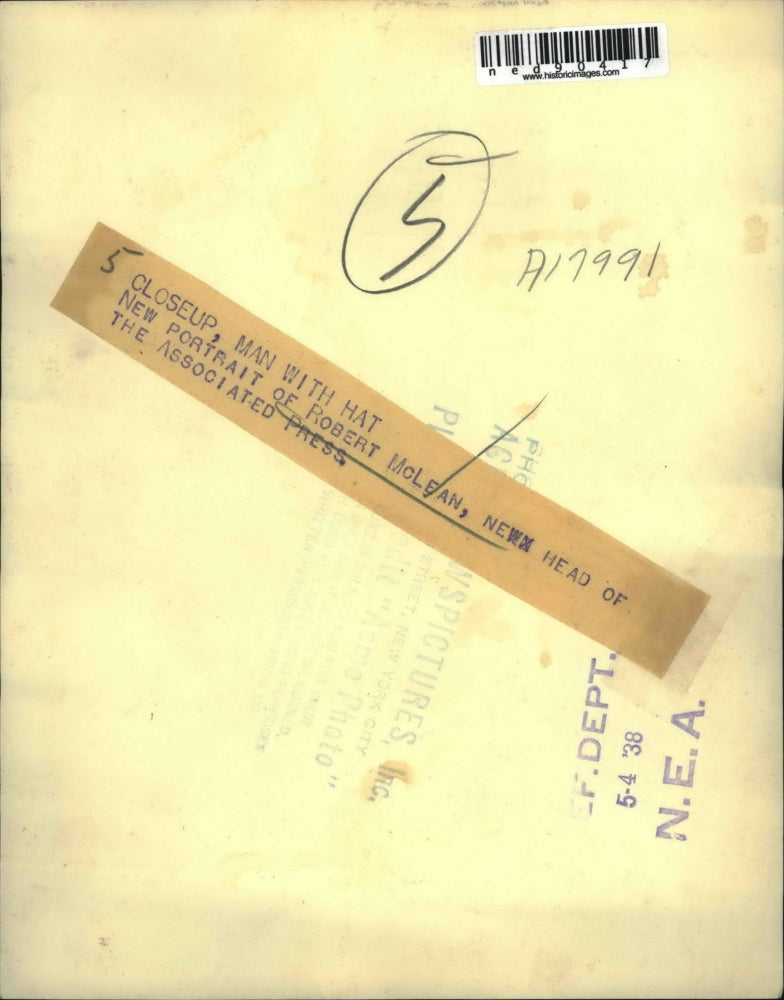 1938 Press Photo Robert McLean, New Head of Associated Press