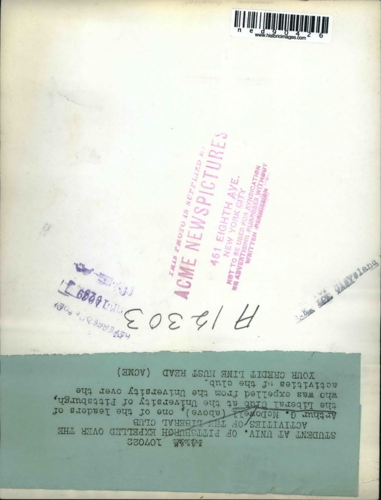 1929 Press Photo Arthur G. McDowell,Leader of the Liberal Club