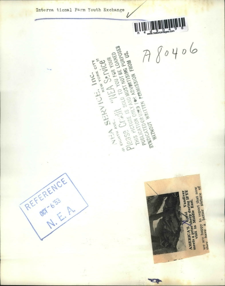 1953 Press Photo Carol Vandiver,at the International Farm Youth Exchange