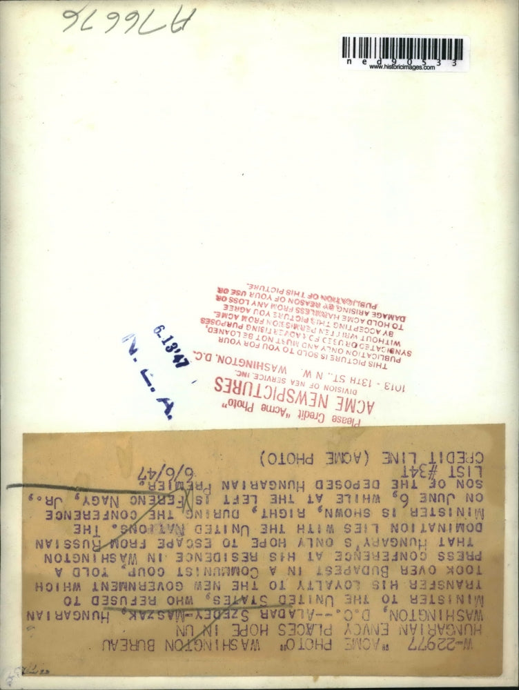 Load image into Gallery viewer, 1947 Press Photo Hungary hopes to escape the Russian Domination lies w/ the U.N
