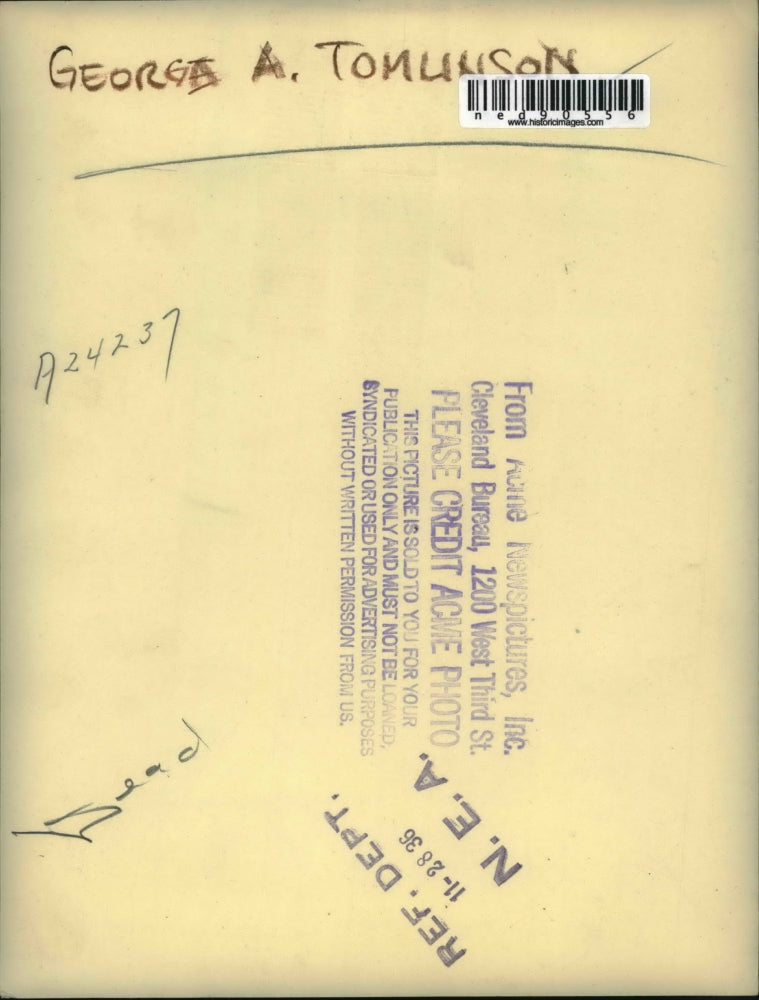 1936 Press Photo George A. Tomunson