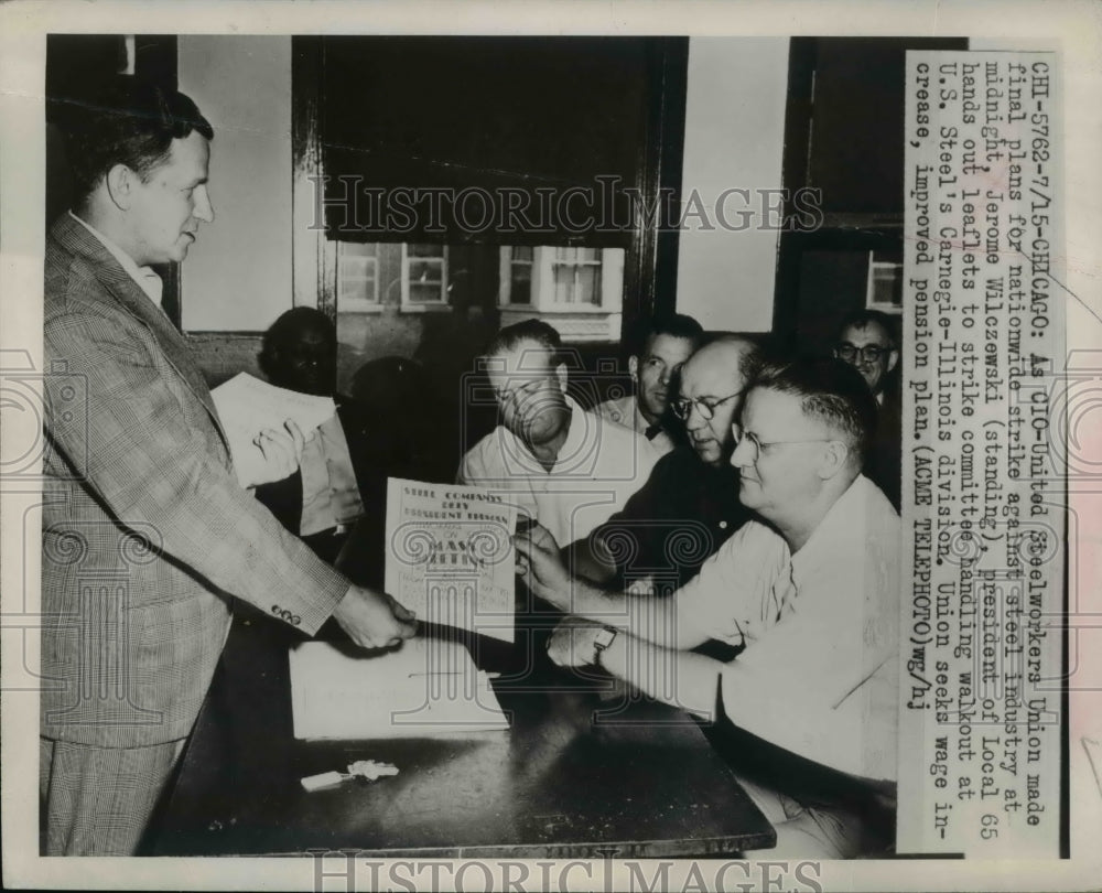 1949 Press Photo United Steelworkers Union plans for nationwide strike