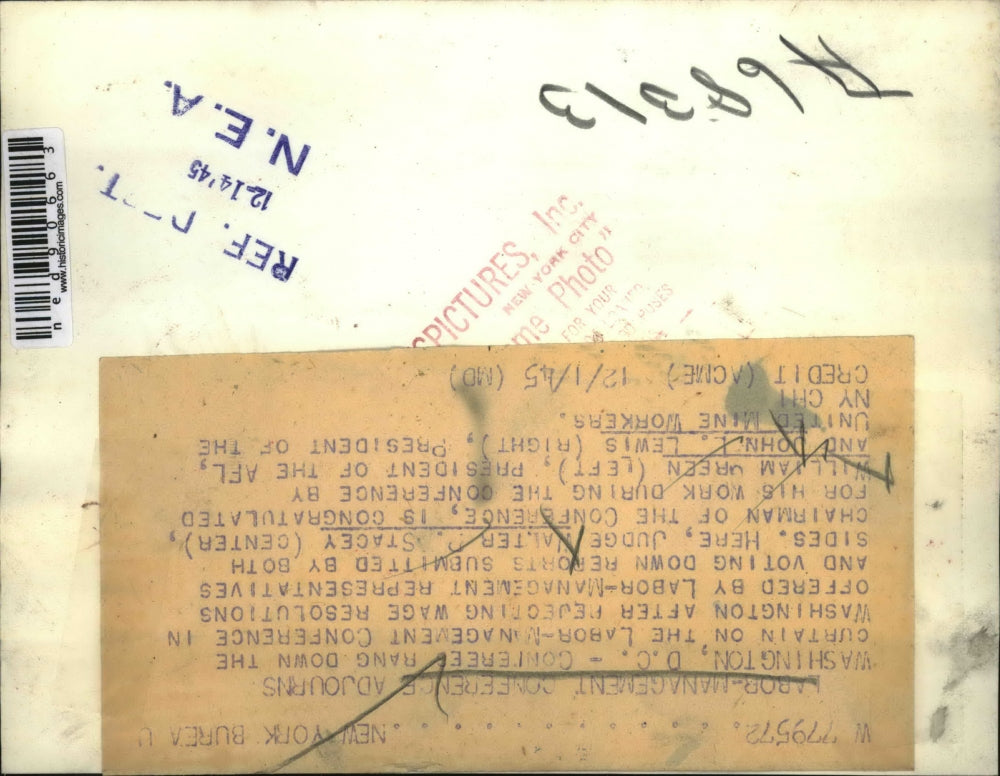 1945 Press Photo Walter Stacey,William Green and John Lewis