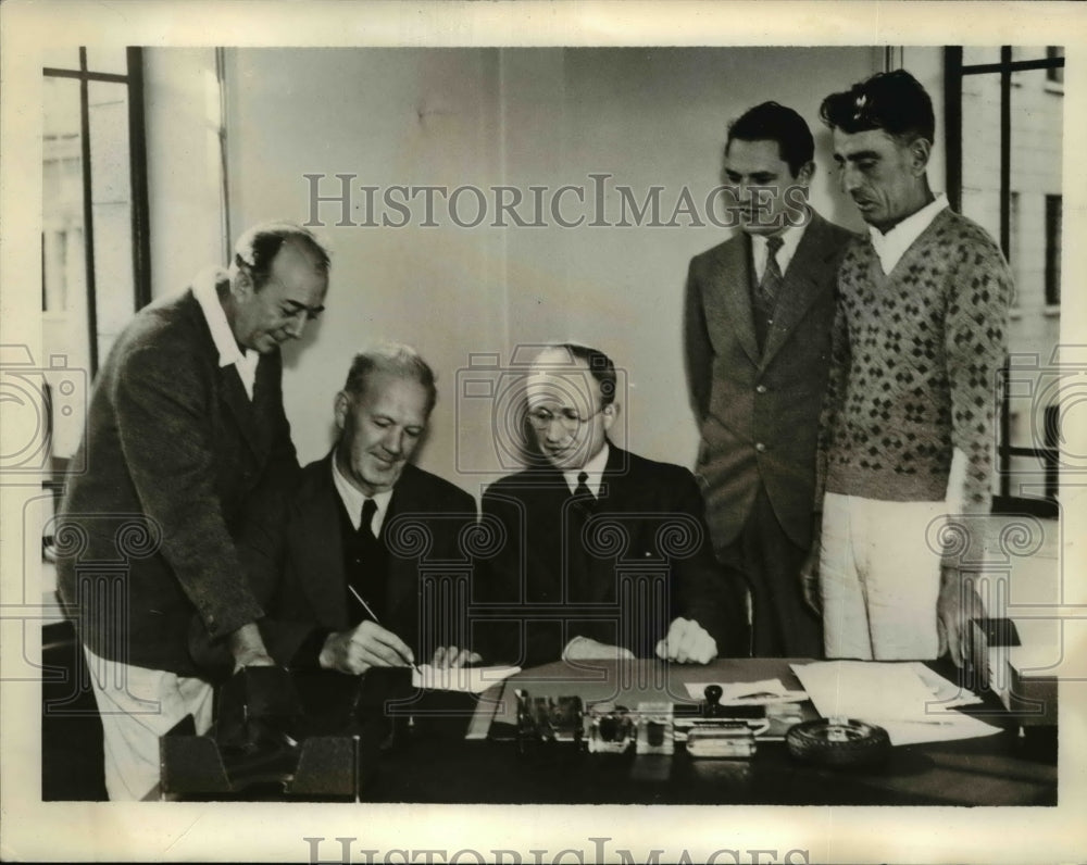 1941 Press Photo H.Elrod,Capt.Myers,James Orr Denby,Arthur Ricards,M.V Mundy