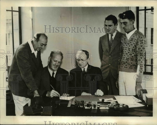 1941 Press Photo H.Elrod,Capt.Myers,James Orr Denby,Arthur Ricards,M.V Mundy