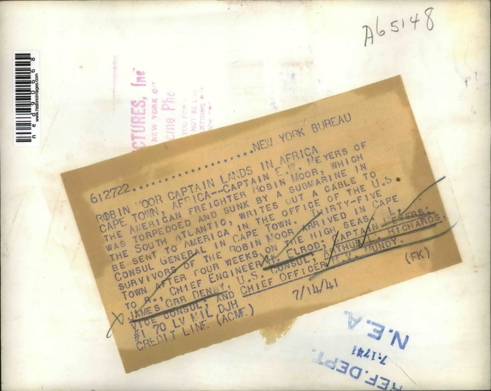 1941 Press Photo H.Elrod,Capt.Myers,James Orr Denby,Arthur Ricards,M.V Mundy