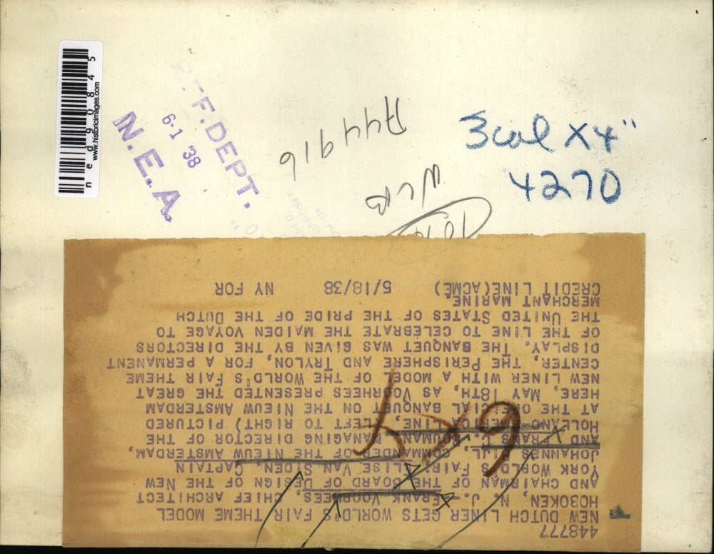 1938 Press Photo Frank Boorhees,Elise Van Siden,Johannes Bill and Frans Bouman