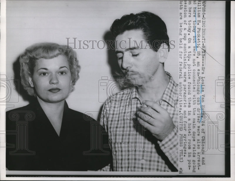 Load image into Gallery viewer, 1952 Press Photo Era Louise Van Horn and William H. Pucket were arrested
