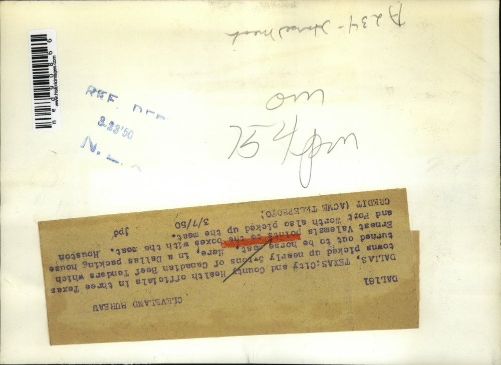 1950 Press Photo Canadian Beef tenders as horse meat