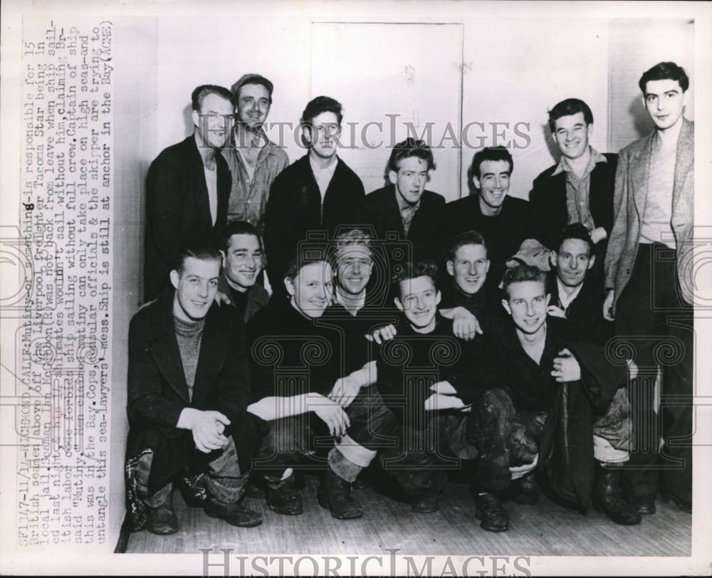 1951 Press Photo British Seamen of Liverpool Freight Tacoma Star