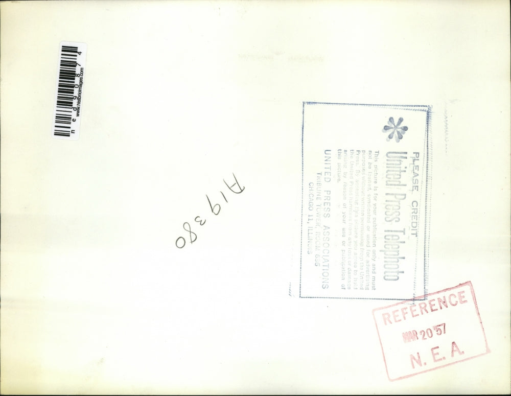 1957 Press Photo Joseph M Meany & Commander Villiers at Plimoth Plantation