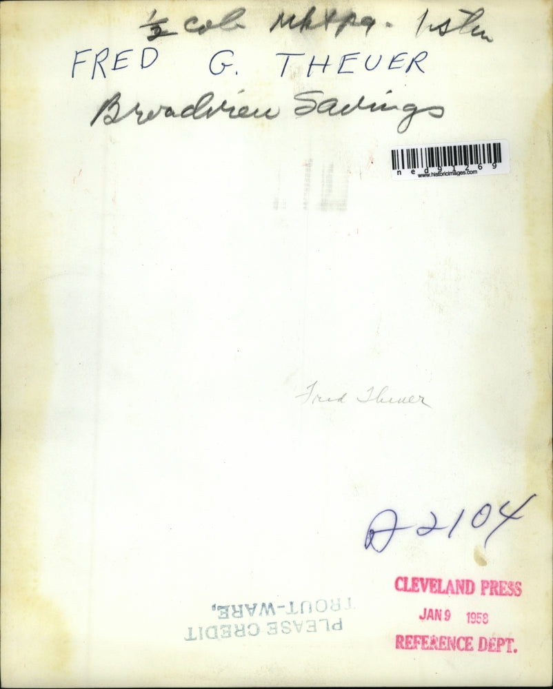 1958 Press Photo of Fred G. Theuer.