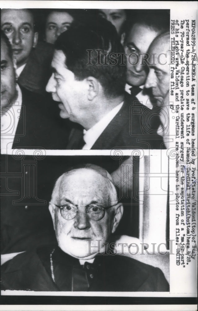 1958 Press Photo Professor Pietro Valdoni (top) who performed the operation that