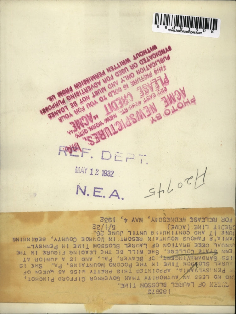 1932 Press Photo of Miss Barbara Vincent was crowned Queen of Laurel Blossom