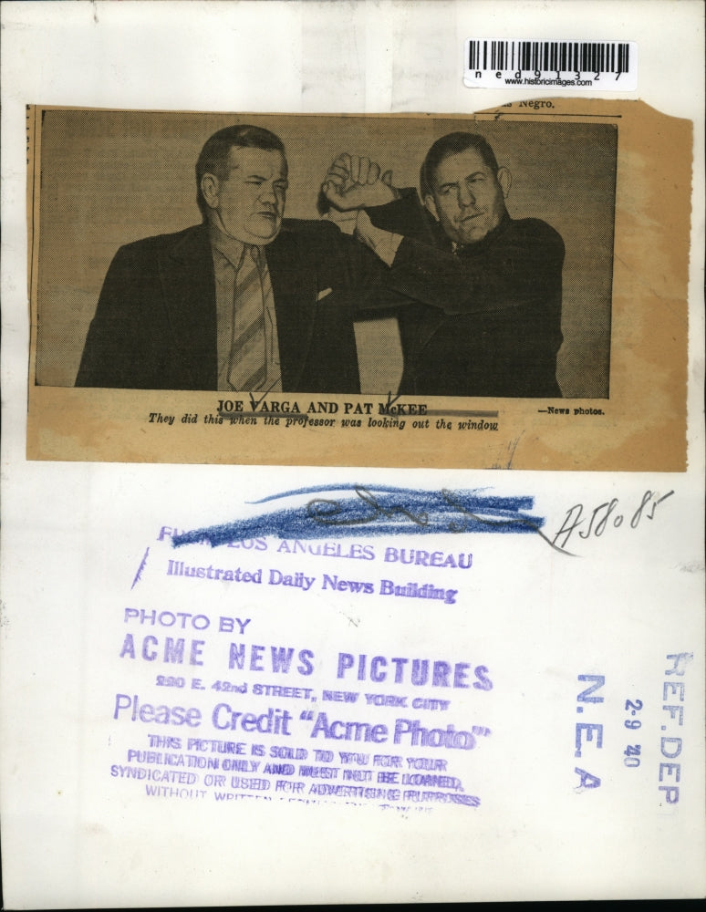 1940 Press Photo of Joe Varga and Pat McKee.