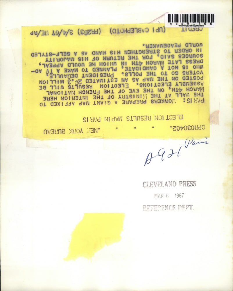 1967 Press Photo Giant map at the Ministry of Interior in Paris,France