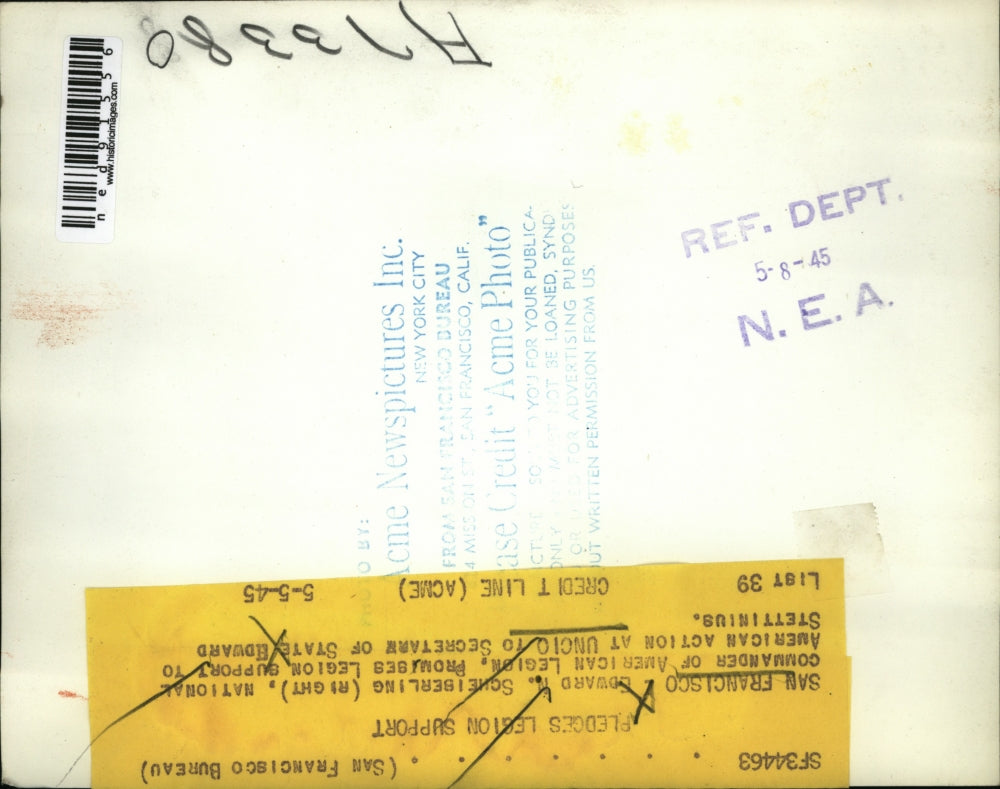 1945 Press Photo Edward Scheiberling and Howard Stettinius