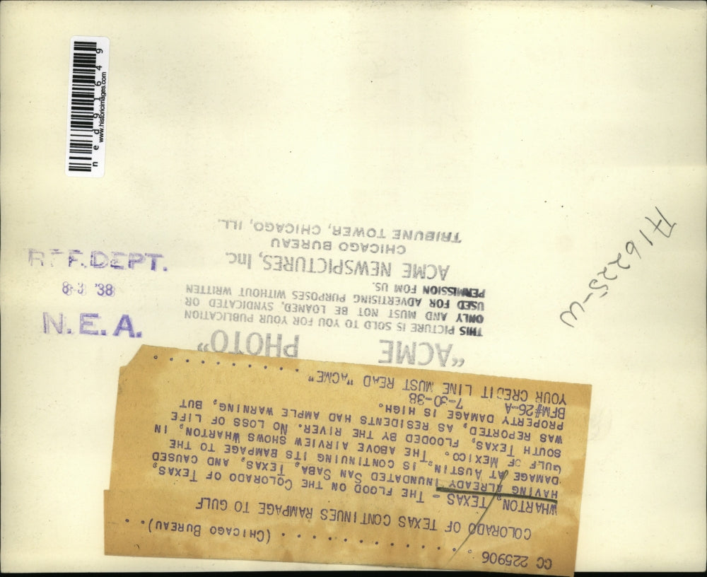 1938 Press Photo flooding in Wharton, Texas.