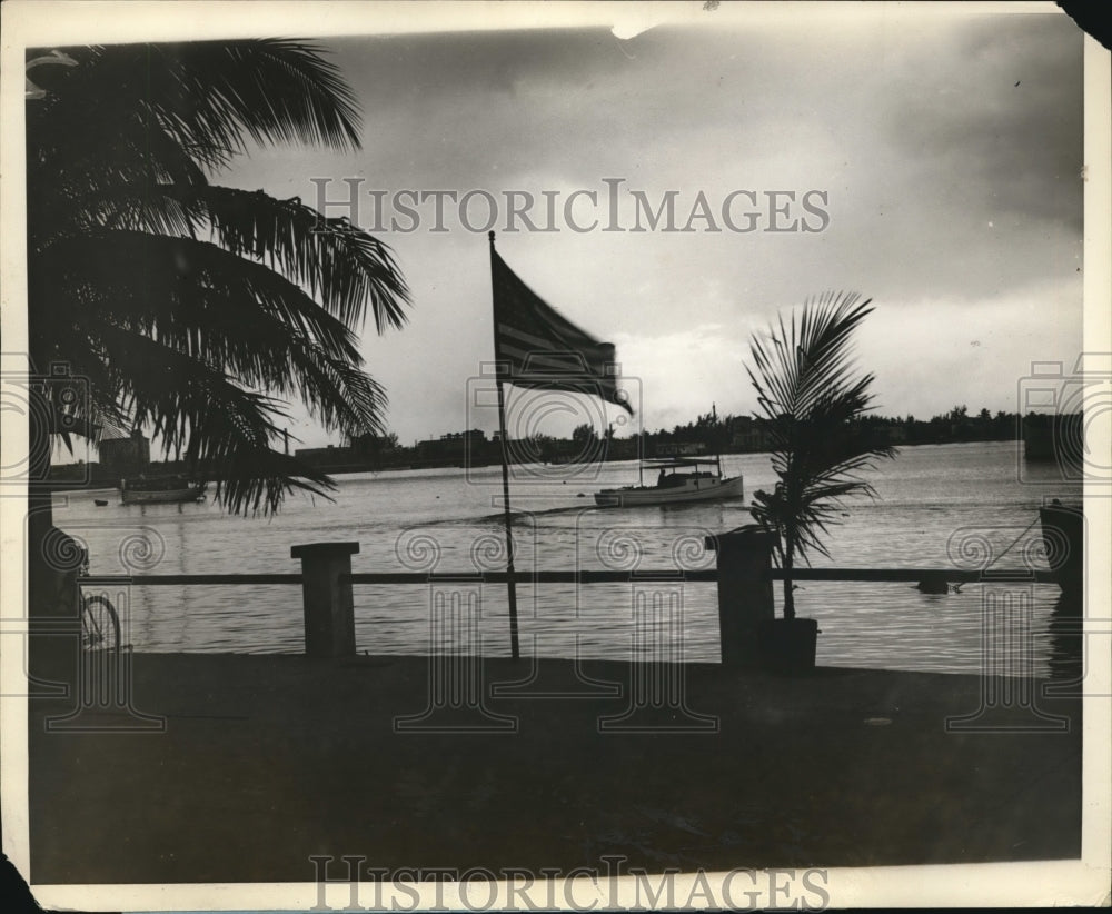 1928 Press Photo Sunset coming over Palm Beach,Florida,before being hit by storm