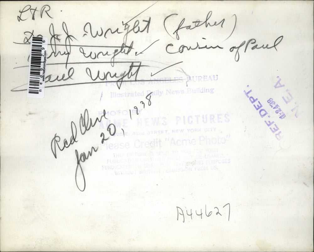 1938 Press Photo J.J. Wright,Henry Wright and Paul Wright