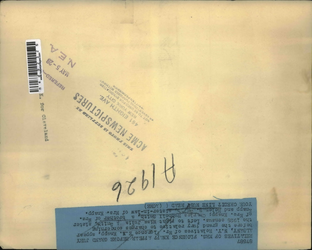 1928 Press Photo of relatives of Florence E.S. Knapp L-R Miss Julia Smith,