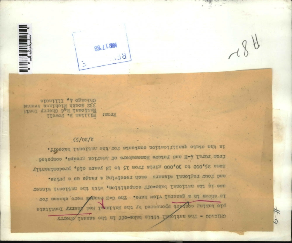 1958 Press Photo of the National Bake Off held ion Chicago.