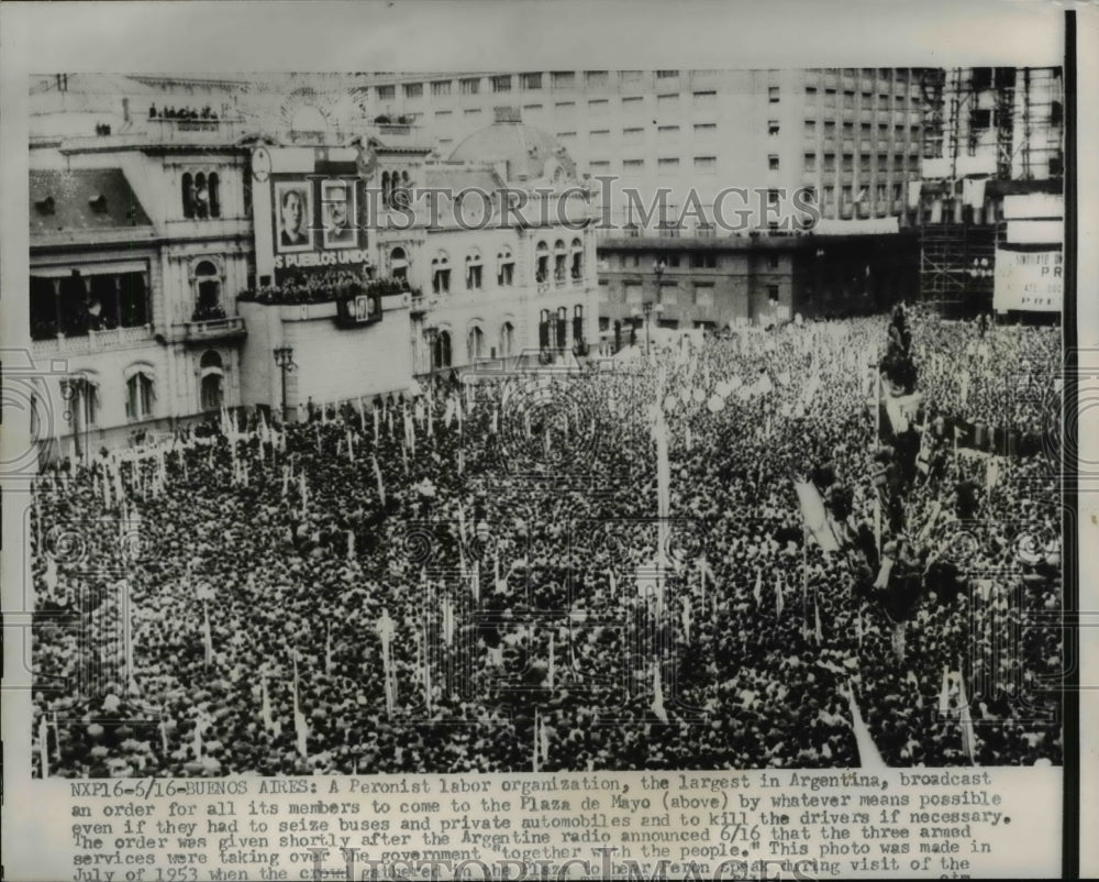1955 Press Photo of a Peronist labor organization.