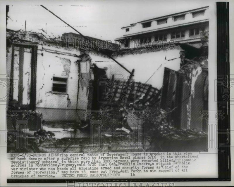 Load image into Gallery viewer, 1955 Press Photo of the patio of the government house after a surprise raid by
