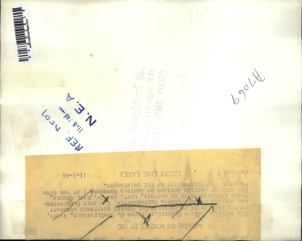 1946 Press Photo Chancellor Rufus VonKleinSmid of University of South Carolina