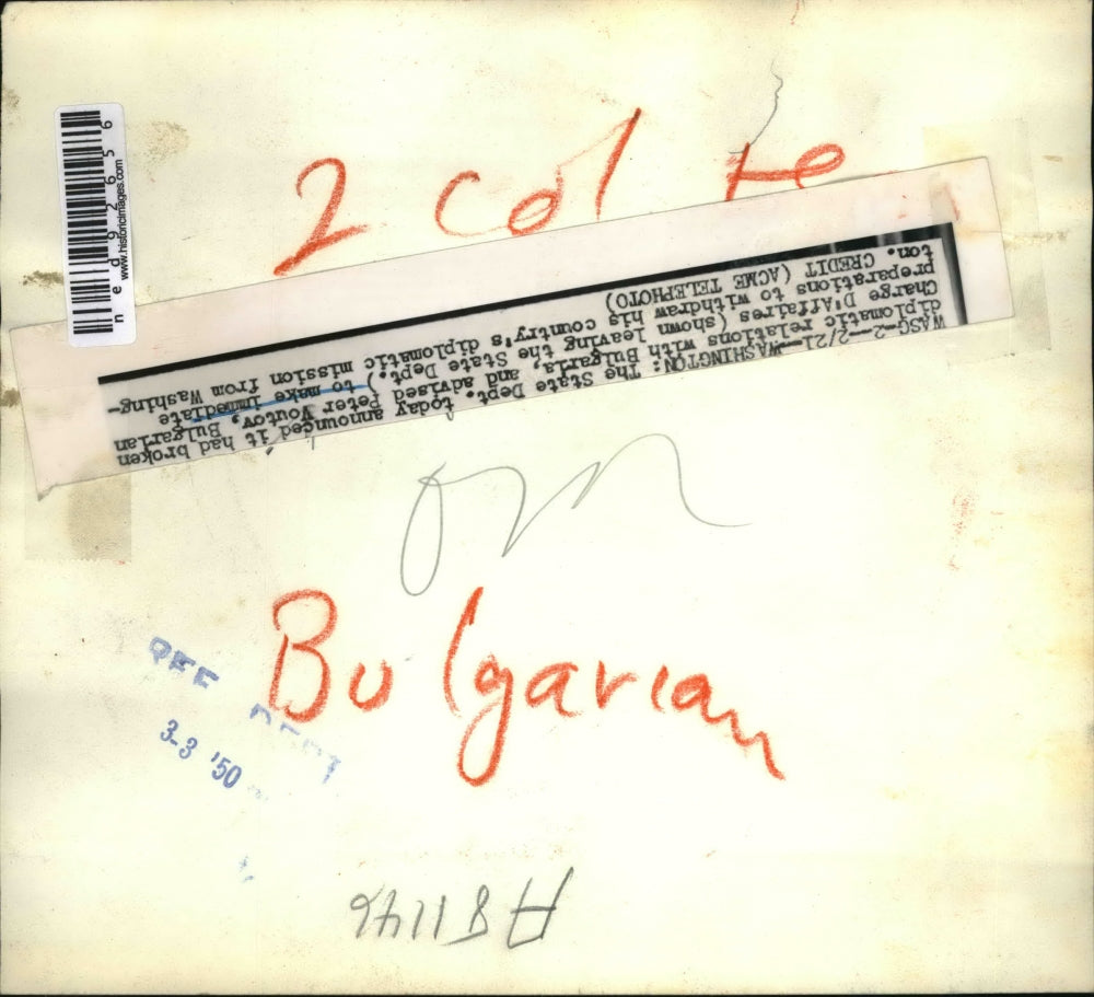 1950 Press Photo Peter Voutov Bulgarian Leader of Affairs