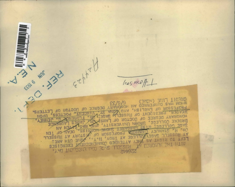 1933 Press Photo Commencement Exercises at Russel Sage College - ned92773