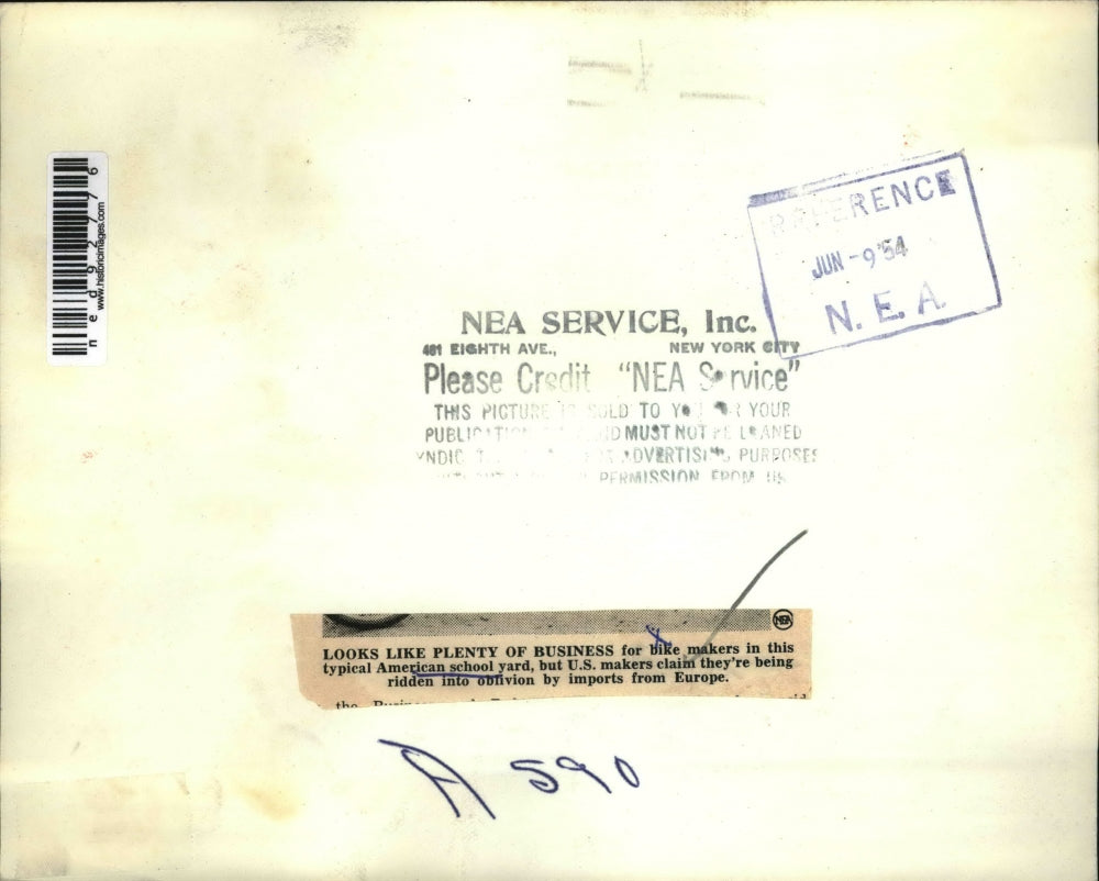 1954 Press Photo Several bikes at the American School yard