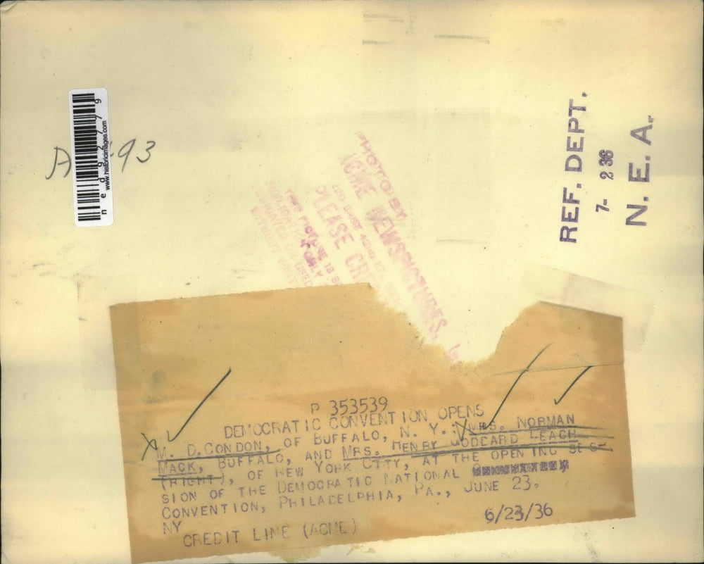 1936 Press Photo M.D.Condon,Mrs.Norman Mack and Mrs.Henry Godeard Leach