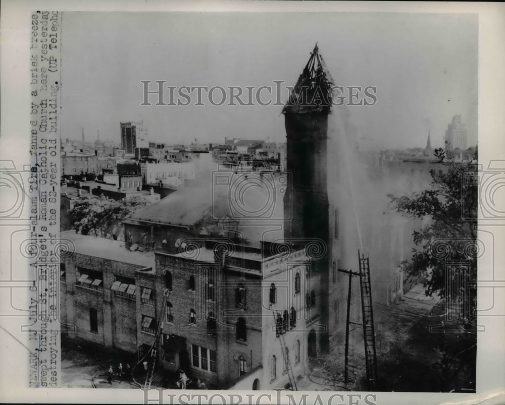 1953 Press Photo Fire swept St.Bridget's Roman Catholic Chruch