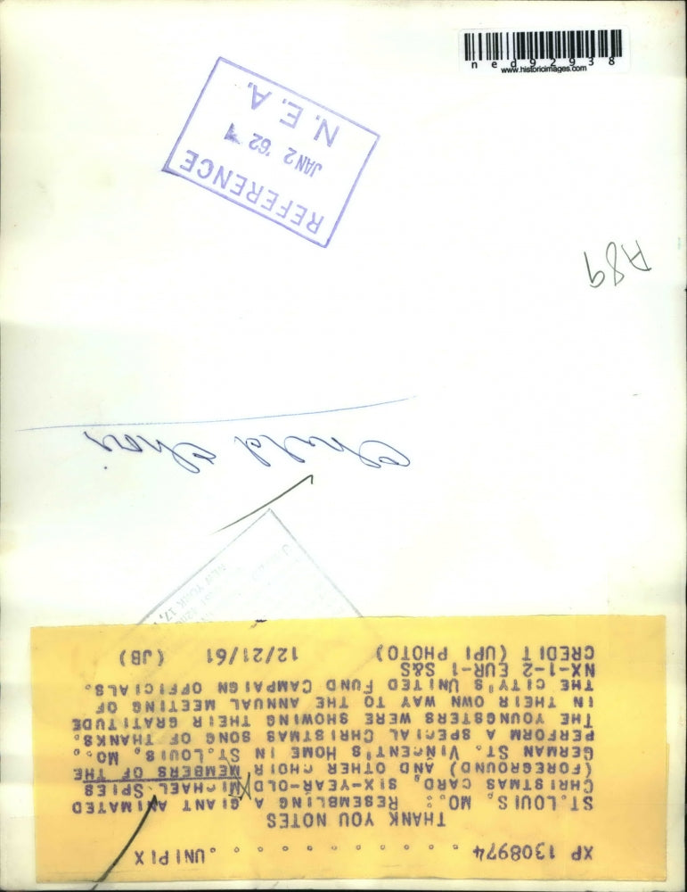 1961 Press Photo of the German Street St. Vincent's home choir.