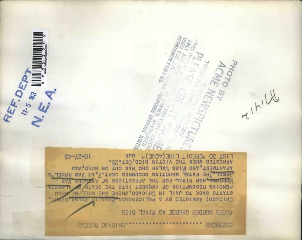 1943 Press Photo Chicago Accused murderer Rosalie Walsh at inquest to A Morrows