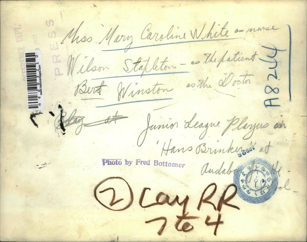 1939 Press Photo Mary White, Wilson Stapleton, Bert Winston Jr League actors