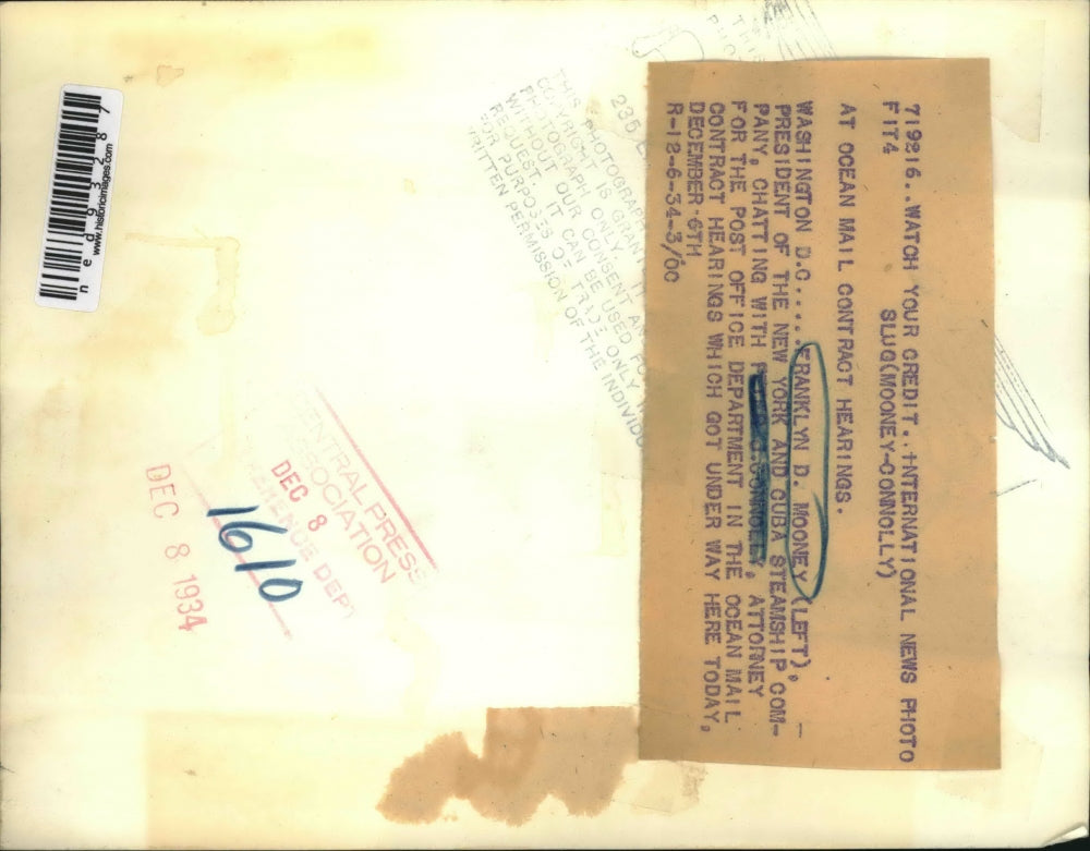 1934 Press Photo of Franklyn D. Mooney (L) President of the New York and Cuba