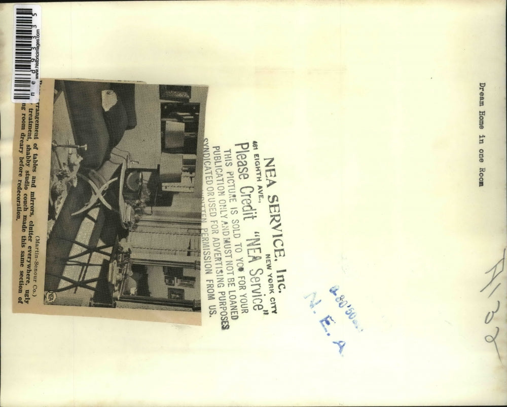 1950 Press Photo A cluttered studio apartmeny after redecoration