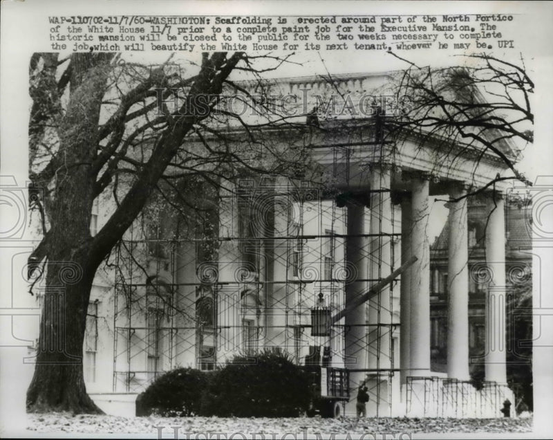 Load image into Gallery viewer, 1960 Press Photo of construction being done on the White House.
