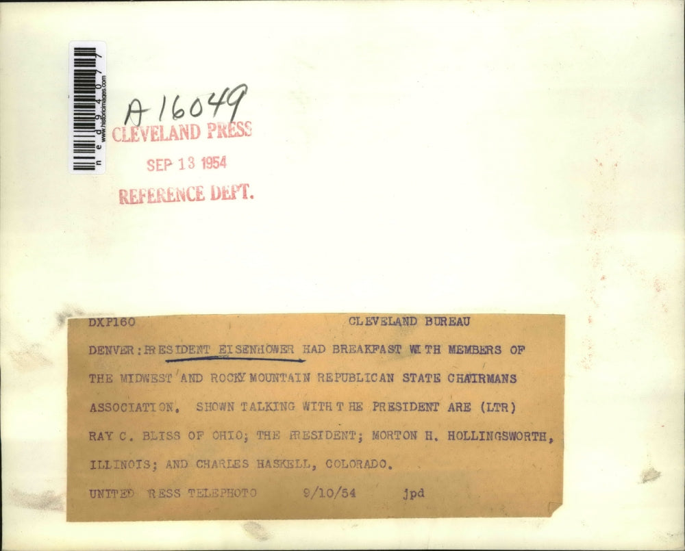 1954 Press Photo President Dwight D. Eisenhower, Republican State Chairman Assn