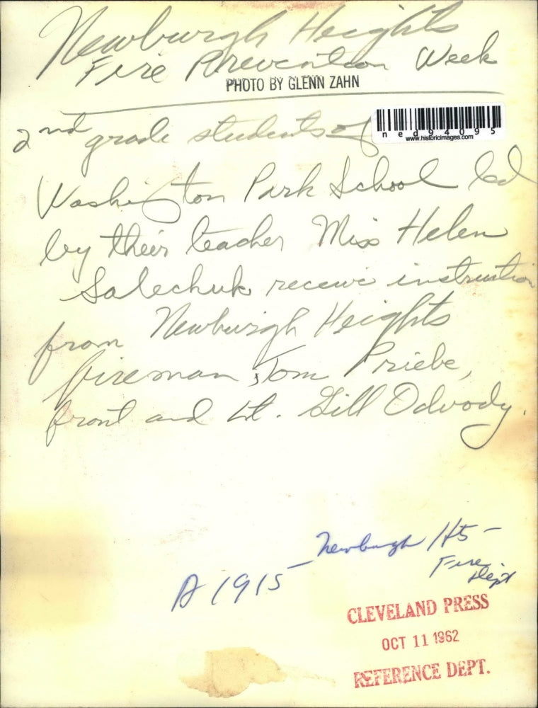 1962 Press Photo Newburgh Heights Fire Prevention Week Stents of Washington Park