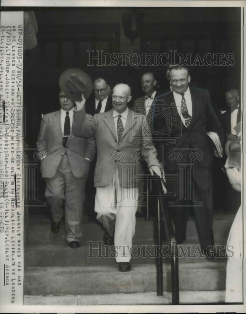 1956 Press Photo President Dwight D. Eisenhower, Senator William Knowland