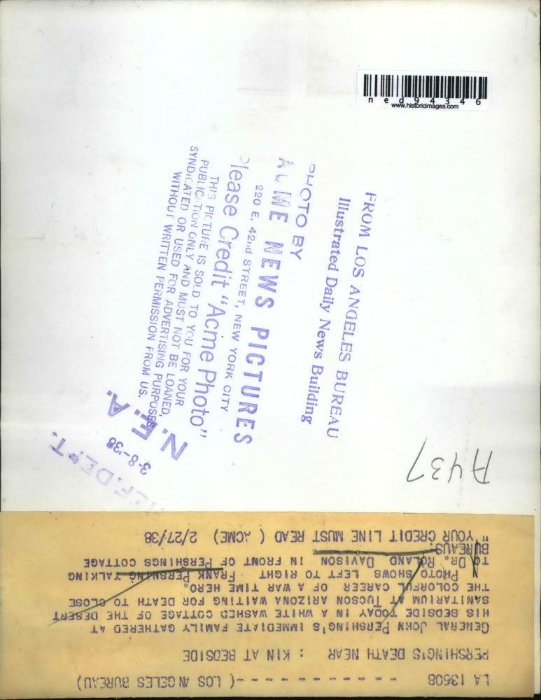 1938 Press Photo General John Pershing's Family Frank Pershing & Dr Roland Davis