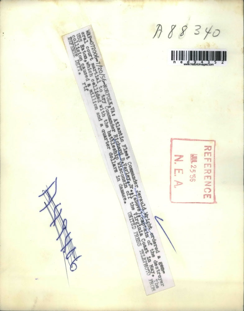 1956 Press Photo Atlantic Fleet Commander Jerauld Wright