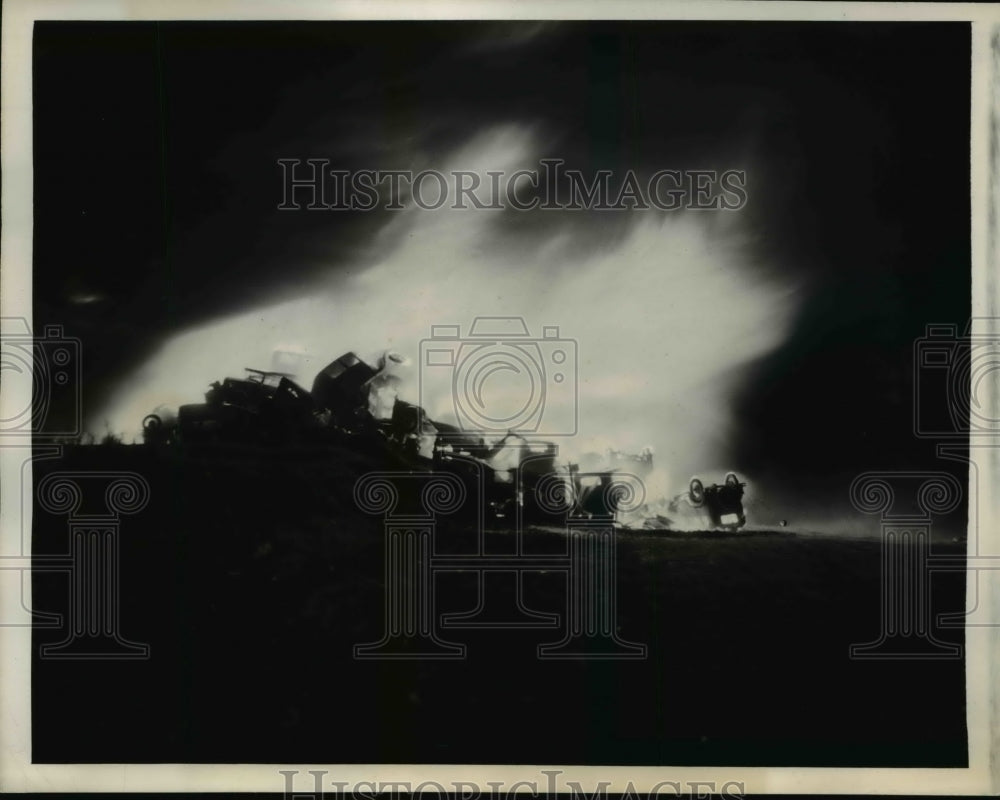 1938 Press Photo 1000 Automobiles Burned in Philadelphia