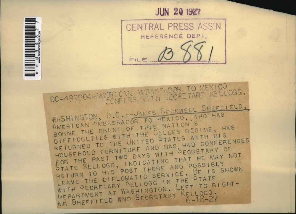 1927 Press Photo James Rockwell Sheffield and Secretary Kellogg in a meeting.