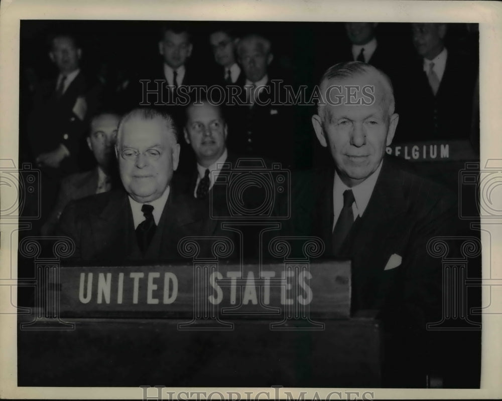 1948 Press Photo US Secretary of State George Marshall & US Senator Warren Austi